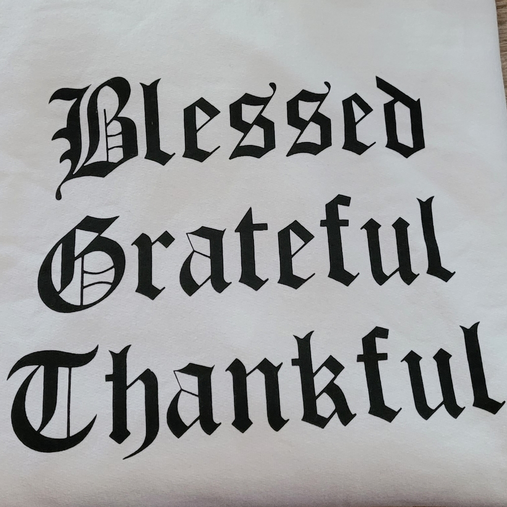 Blessed Grateful Thankful Cotton Sweatshirt Top Small or Medium White Bl…
